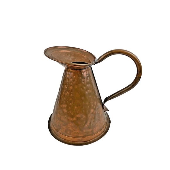 Vintage V. Vinje & Sons Hammered Copper Primitive Pitcher Jug Large #84 Handmade